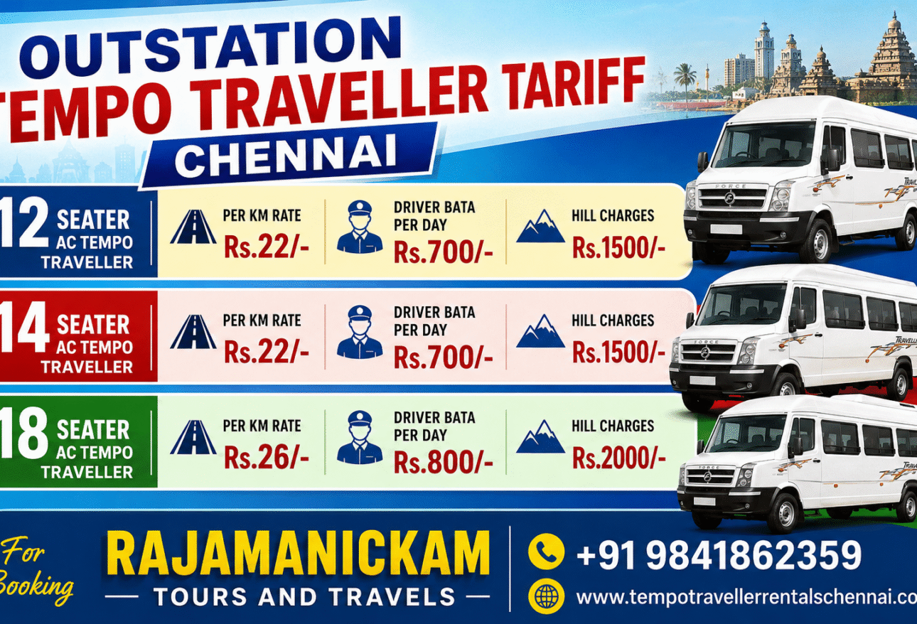 Tempo Traveller Rental Tariff in Chennai
