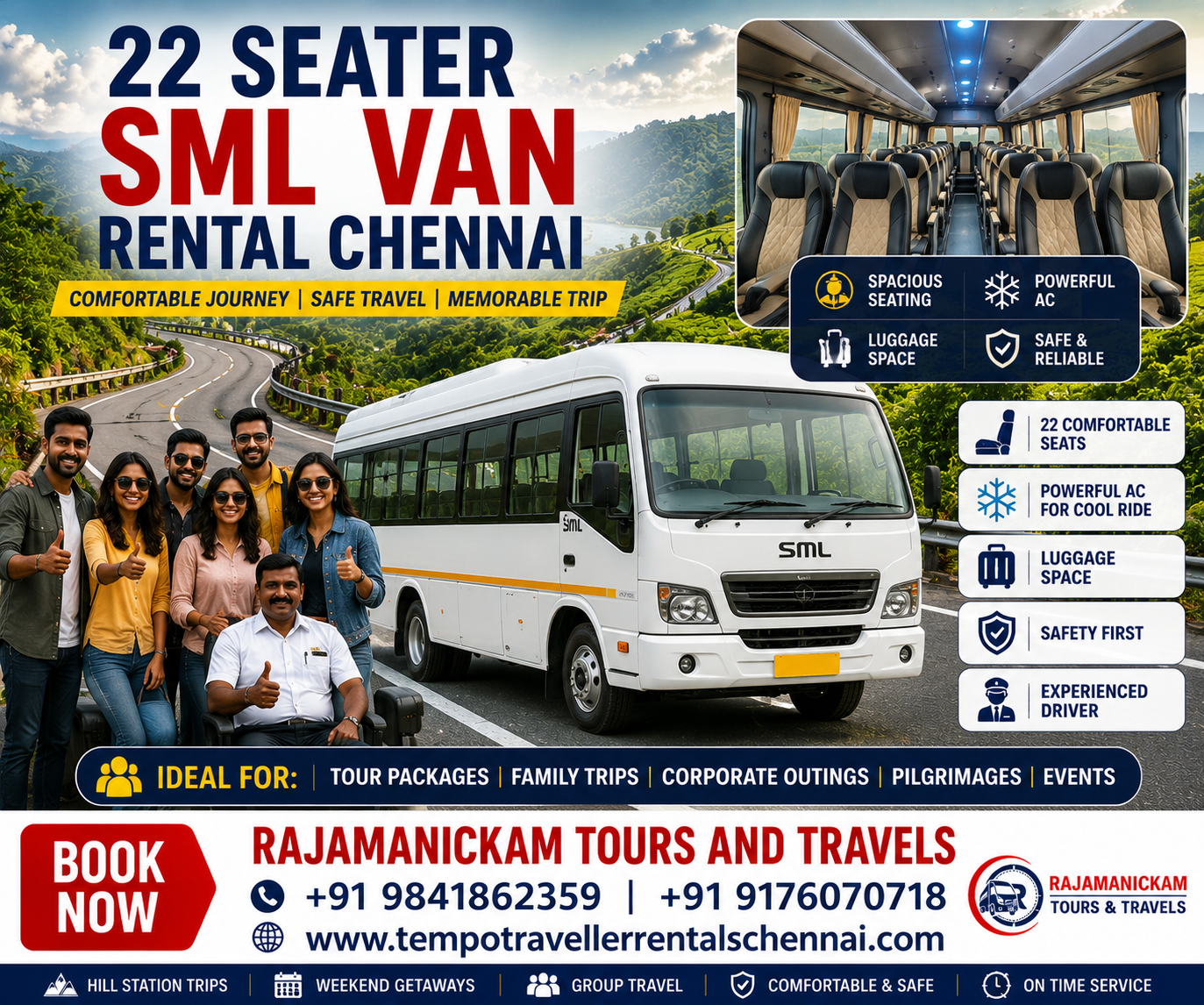 22 Seater SML Van Rental Chennai