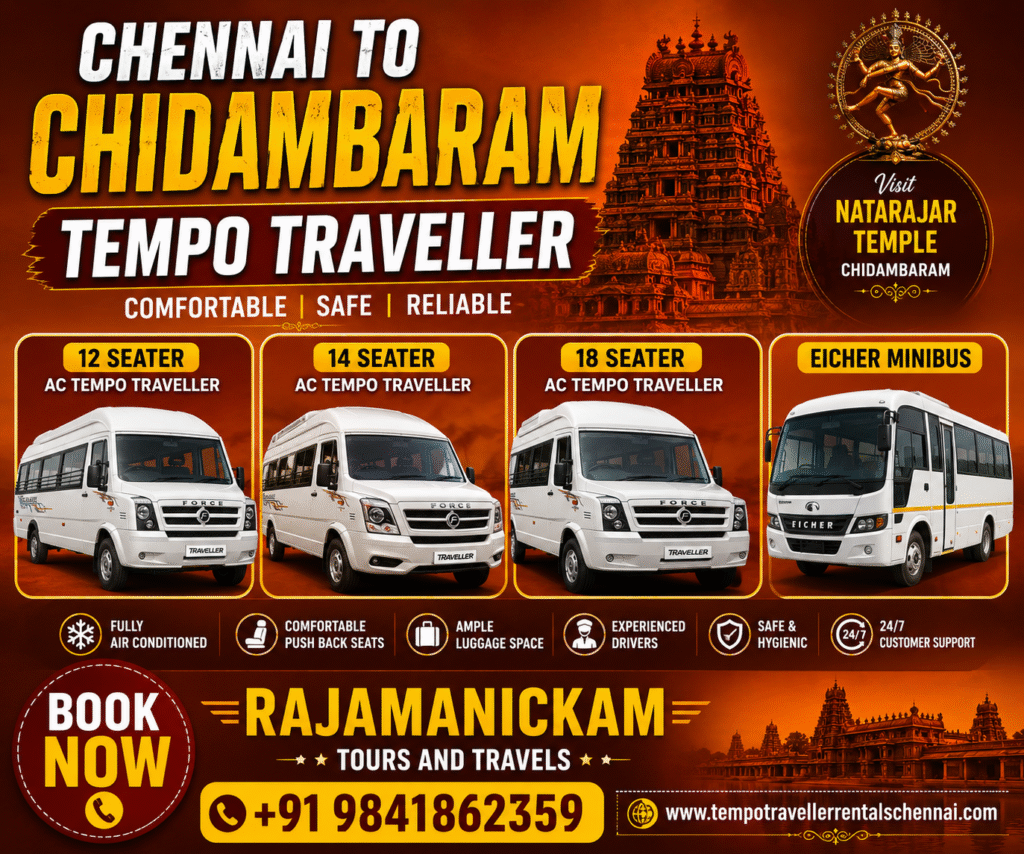 Chennai to Chidambaram Tempo Traveller Rental