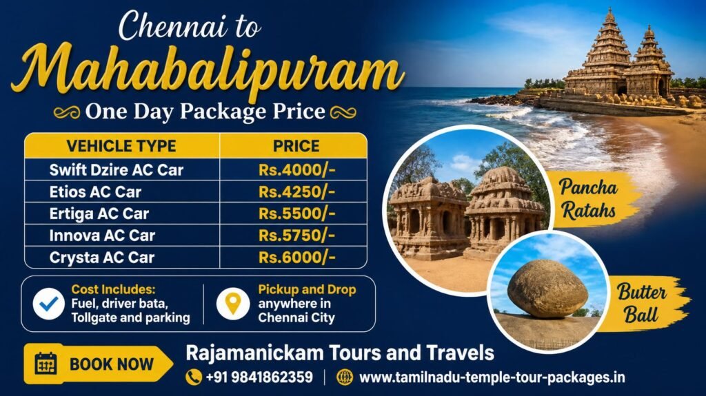Chennai to Mahabalipuram One Day Tour Package Price