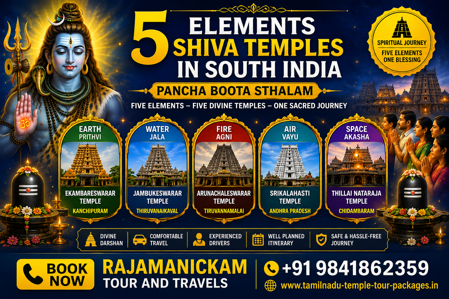 5 Elements Shiva Temples in South India