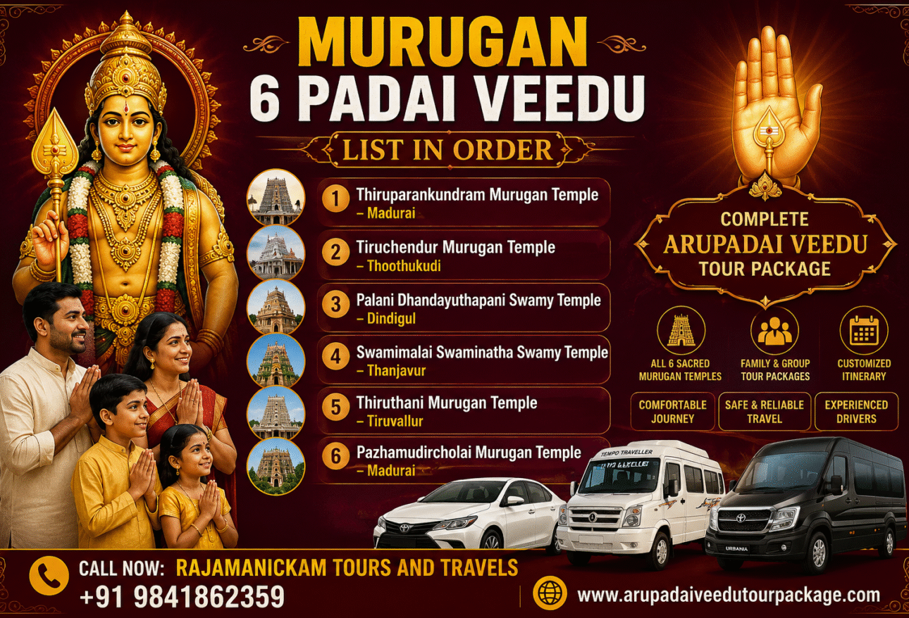 Murugan 6 Padai Veedu List in Order