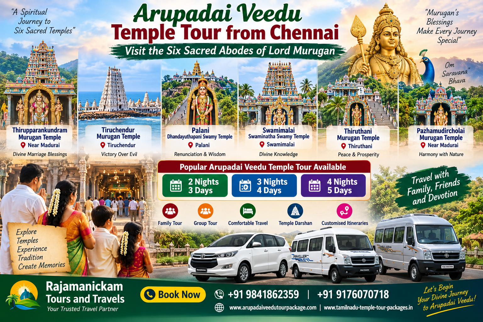 Complete Arupadai Veedu Tour package from Chennai